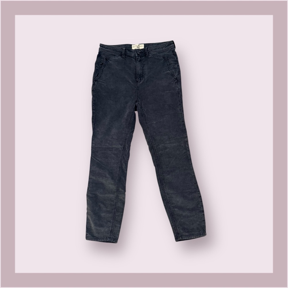 We the Free Dark Gray Velvet High Rise Pants